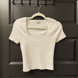 Abercrombie & Fitch White Ribbed Crop Top